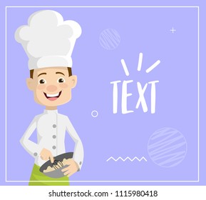 Cartoon Chef mixing bowl Flat Vector Illustration Design