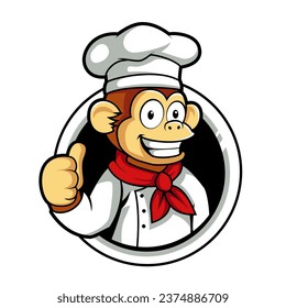 Cartoon Chef Monkey Mascot Logo