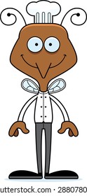 A cartoon chef mosquito smiling.