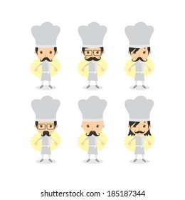cartoon chef mustache set
