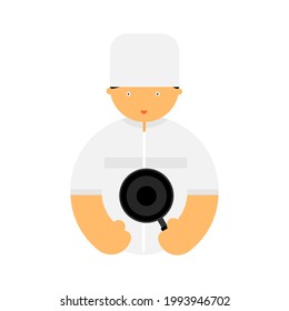 Cartoon of a Chef on white background.