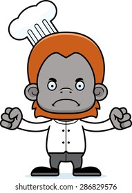 A cartoon chef orangutan looking angry.