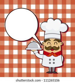 cartoon chef over squares background. vector illustration