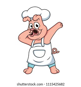 cartoon chef pig is doing dubbing