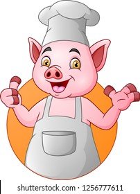 Cartoon chef pig giving thumbs up