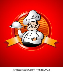 Cartoon chef with a plate