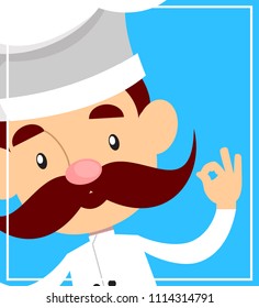 Cartoon Chef portrait Flat Vector Illustration Design