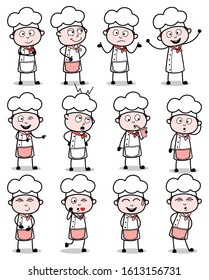 Cartoon Chef Poses Collection - Set of Concepts Vector illustrations