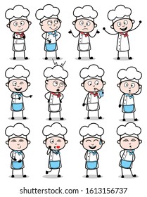 Cartoon Chef Poses - Set of Concepts Vector illustrations
