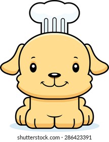 A cartoon chef puppy smiling.