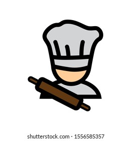 Cartoon Chef with Rolling Pin Icon Vector