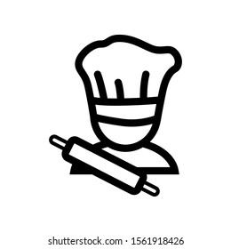 Cartoon Chef with Rolling Pin Icon Vector