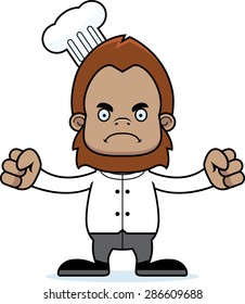 A cartoon chef sasquatch looking angry.