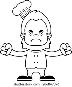 A cartoon chef sasquatch looking angry.
