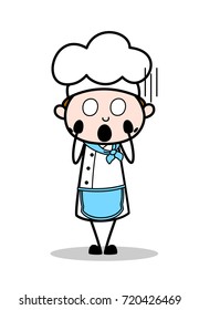 Cartoon Chef Screaming in Fear Face Expression Vector Illustration