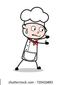 Cartoon Chef Showing Hands and Trying to Catch Vector Illustration