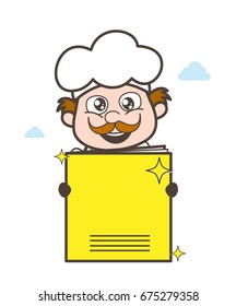 Cartoon Chef Showing a Notebook Vector Illustration