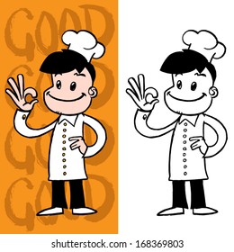 cartoon chef showing OK