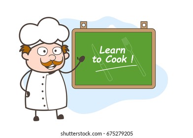 Cartoon Chef Showing a Presentation Board Vector Illustration