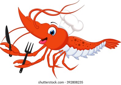 Camarón de un chef de caricaturas