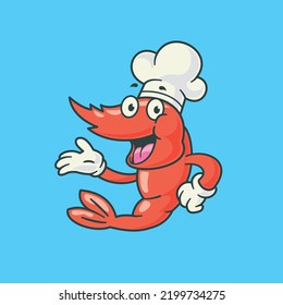 Cartoon chef shrimp vector illustration