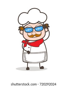 Cartoon Chef Smiling Face with Sunglasses