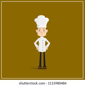 Cartoon Chef standing Flat Vector Illustration Design