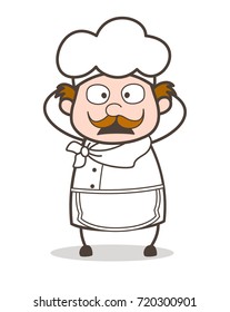 Cartoon Chef Surprised Face with Open Mouth Vector Illustration