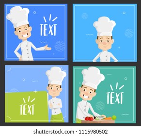 Cartoon Chef templates background Flat Vector Illustration Design