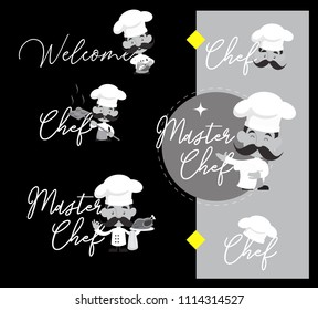 Cartoon Chef text logo and template Flat Vector Illustration Design