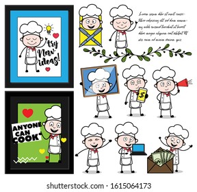 Cartoon Chef Various Activities - Collection of Concepts Vector illustrations