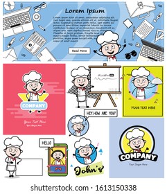 Cartoon Chef with Various Templates - Set of Concepts Vector illustrations