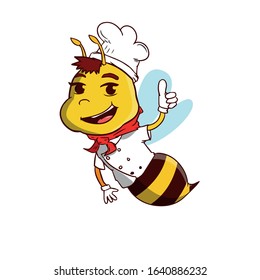 Cartoon chef vector illustration of bee
