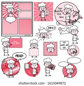 Cartoon Chef Vintage Collection - Set of Concepts Vector illustrations