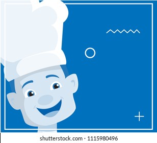 Cartoon Chef vintage Flat Vector Illustration Design