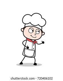 Cartoon Chef Walking with Cunning Smile Vector Illustration