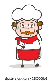 Cartoon Chef Weary Face Expression Vector