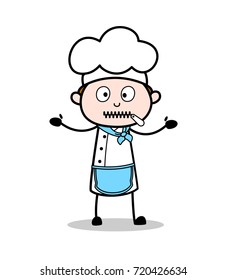 Cartoon Chef Zipper-Mouth Face Vector Illustration