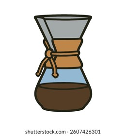 Cartoon Chemex coffee brewing device illustration