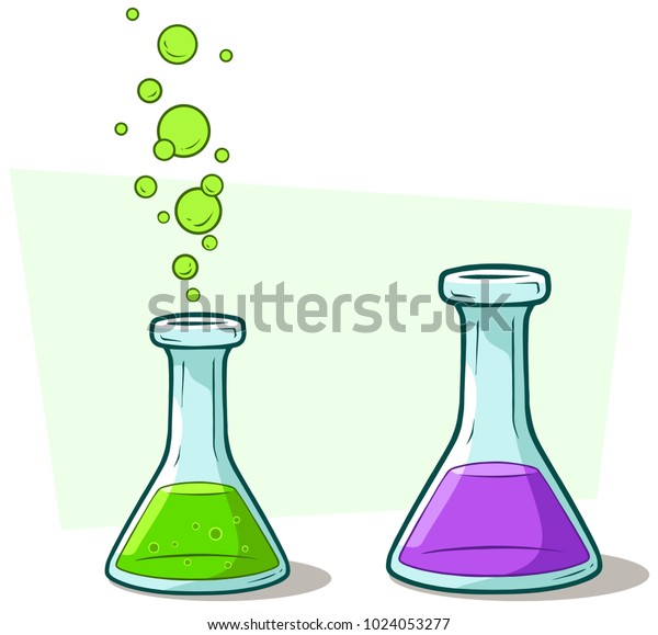Cartoon Chemical Flask Green Violet Liquid Stock Vector (Royalty Free ...