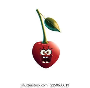 Cartoon cherries with painted smiles. Vector illustration