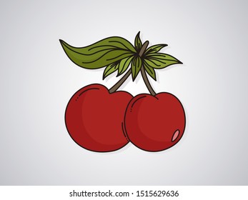 Cartoon Cherry fruit on white background