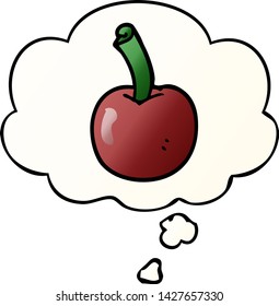 cartoon cherry with thought bubble in smooth gradient style