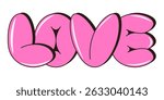 Cartoon Cherry Vibe Bubble Love vector text isolated transparent background, Y2K Bubbles romantic word perfect t-shirt print Valentine