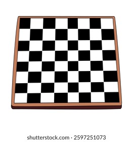 Cartoon Chess Black And White Board Vectors Illustration