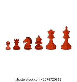 Cartoon Chess Brown All Piece Vector Illustration 