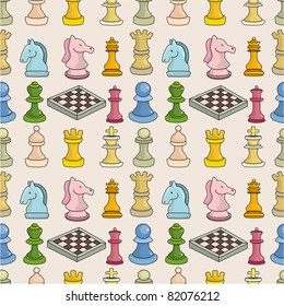 cartoon chess seamless pattern