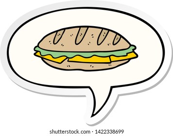 cartoon chesse sandwich with speech bubble sticker