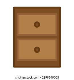 Cartoon chest of drawers icon. Vector illustration. Stock image. 
