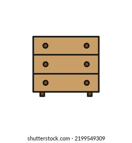 Cartoon chest of drawers icon. Vector illustration. Stock image.